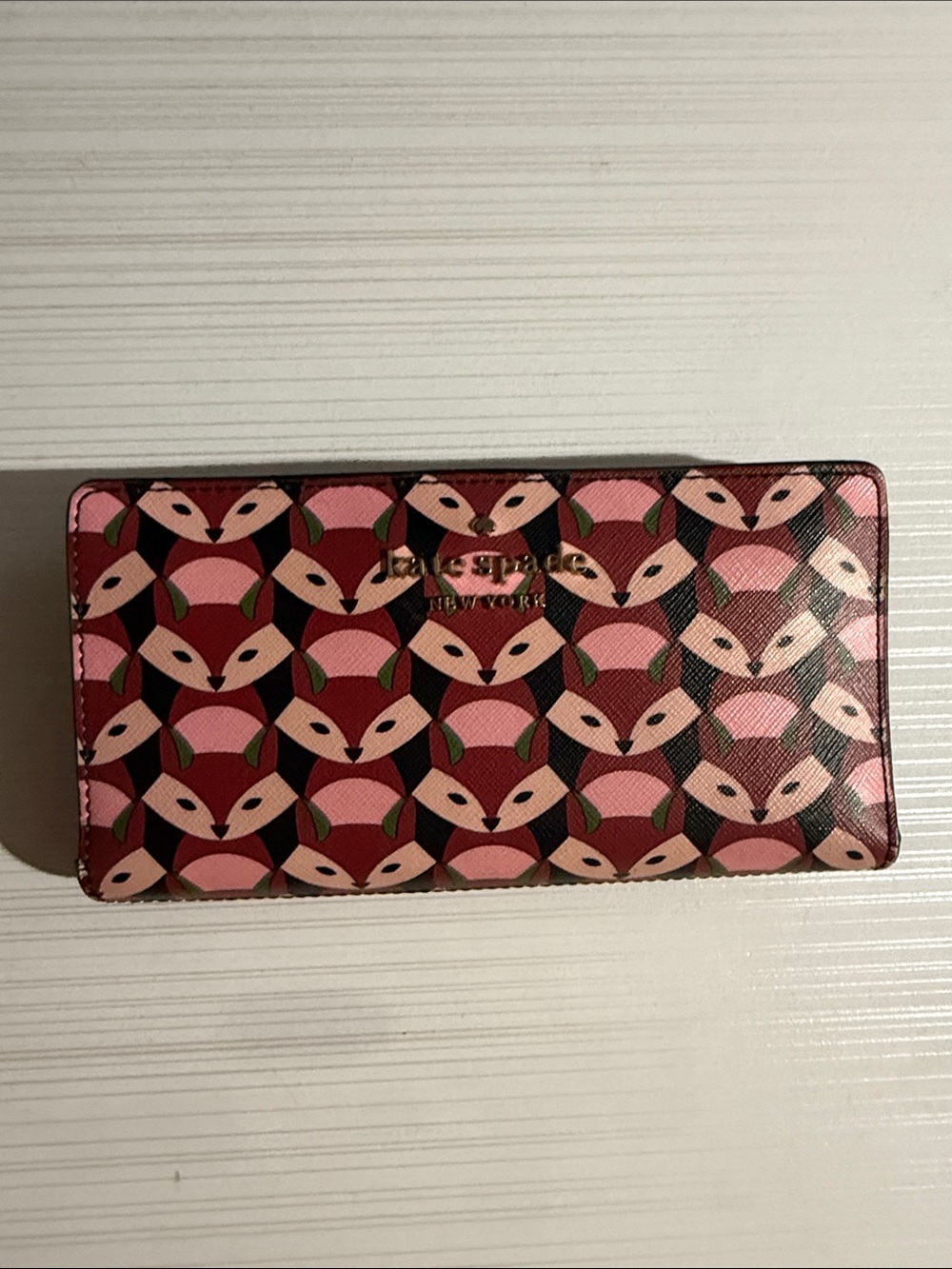 Kate Spade Staci Geo Fox pink saffiano leather walle